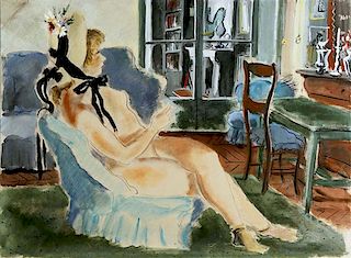 Andre Dignimont (1891-1965) watercolor