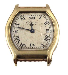 Cartier Gold Tonneau-Shaped Wristwatch