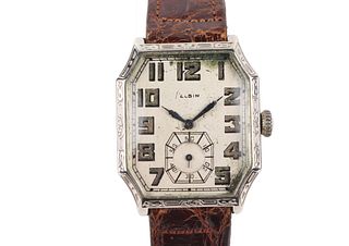 Elgin 14K White Gold Art Deco Wristwatch