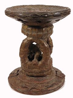 African Tribal Art Benin Bronze Stool