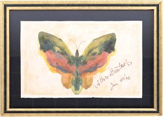 Attrib. Albert Bierstadt, Watercolor, "Butterfly"
