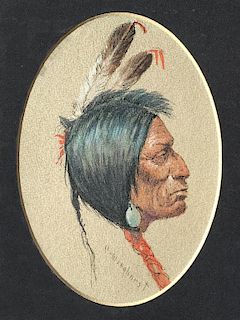 Untitled (Indian Head Portrait) by Olaf Wieghorst