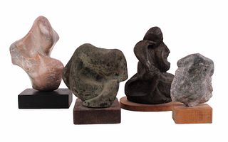 Four Abstract Stone and Marble Sculptures