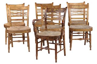 Assembled Set of Seven Classical Painted Chairs
