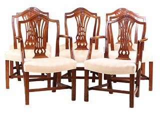 Eight George III Mahogany Shield Back Dining Chairs