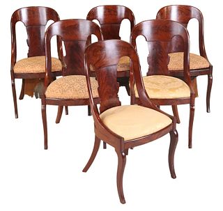 Six Similar Empire Mahogany Side Chairs