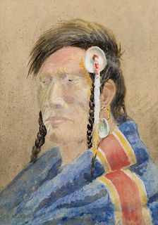 Indian Brave in Blue Shawl by Olaf Carl Seltzer