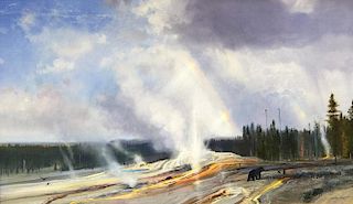 Upper Geyser Basin - Steam and Clouds by Michael Coleman