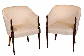 Pair of Regency Style Barrel-Back Armchairs
