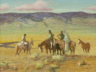 Pueblo Indians on Their Reservation by Oscar E. Berninghaus