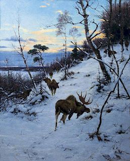 Moose in a Winter Landscape by Richard Friese
