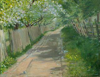 Untitled (Taos Lane in Spring) by Bert Geer Phillips