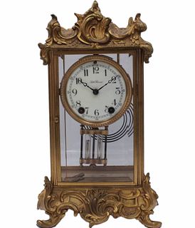 Rococo Style Seth Thomas Gilt Metal Mantel Clock