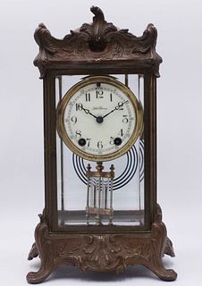 Rococo Style Seth Thomas Metal Mantel Clock
