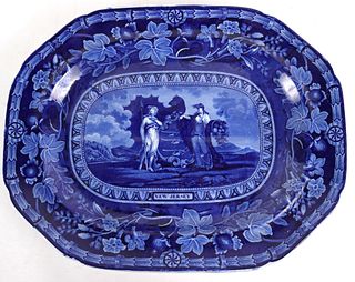 Blue Transferware Arms of New Jersey Platter