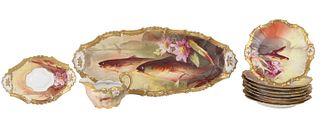 Limoges Hand-Painted Porcelain Fish Service