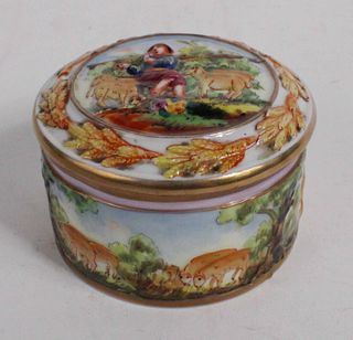 Italian Capodimonte Painted Porcelain Trinket Box
