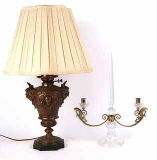 Neoclassical Style Patinated Metal Table Lamp