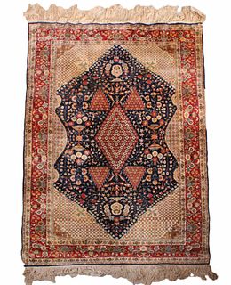 Kashan-Style Silk Rug