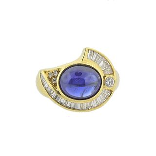 18k Gold Sapphire Diamond Cocktail Ring