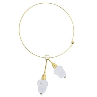 Steuben Glass 18k Gold Acorn Pendant Necklace