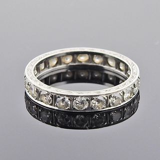 Art Deco Platinum Diamond Eternity Wedding Band Ring
