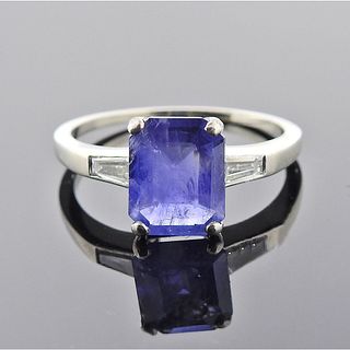 14k Gold Diamond Sapphire Engagement Ring