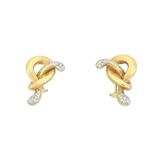 Angela Cummings Assael 18k Gold Diamond Knot Earrings