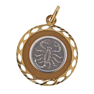 18k Gold Scorpio Zodiac Sign Pendant Medallion