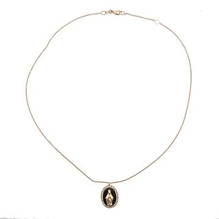 Crivelli Rose Gold Diamond Onyx St. Mary Pendant Necklace