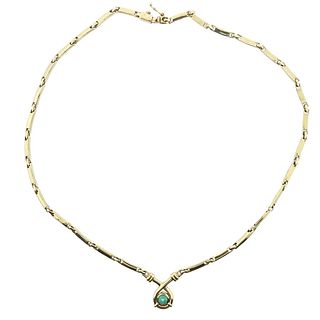 14k Gold Emerald Pendant Necklace