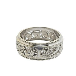 Midcentury 14k Gold Diamond Wedding Band Ring