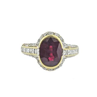 Certified 2.87ct Burma Ruby Diamond 18k Gold Ring