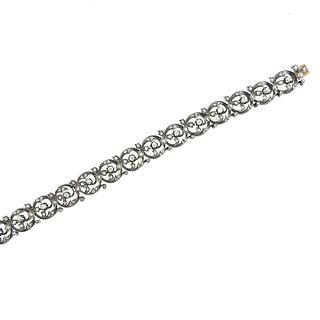 Rene Boivin Antique Victorian Silver Gold Diamond Bracelet