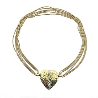 Gucci 18k Gold Diamond Heart Pendant Necklace