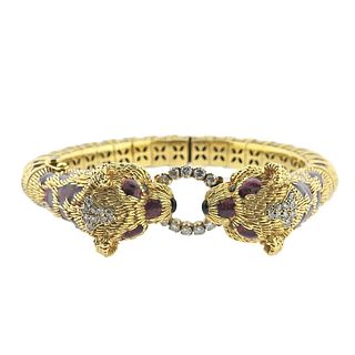 Frascarolo 18k Gold Diamond Bear Bracelet