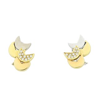 18k Gold Diamond Half Moon Earrings