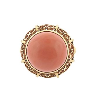 Continental Midcentury 14k Gold Coral Ring