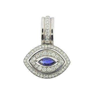 18k Gold Diamond Sapphire Eye Pendant 