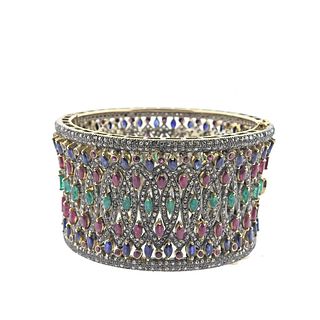 Gold Silver Diamond Emerald Ruby Sapphire Bangle Bracelet