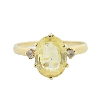 2.65ct Yellow Sapphire 14k Gold Diamond Ring