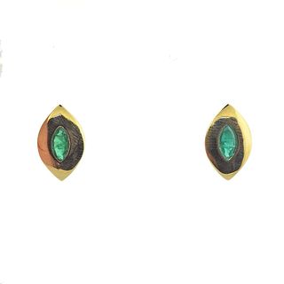 18k Gold Emerald Earrings