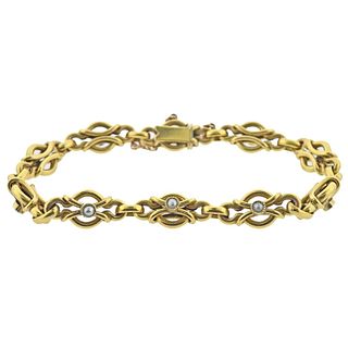 Antique Continental 18k Gold Pearl Bracelet