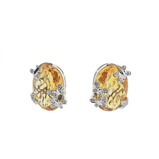 14k Gold Citrine Diamond Earrings
