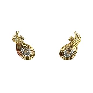 1960s 18k Gold Diamond Cocktail Earrings