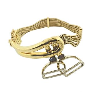 1960s Hermes Paris 18k Gold Stirrup Bracelet