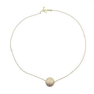 Tiffany & Co 18k Gold Diamond Ball Pendant Necklace