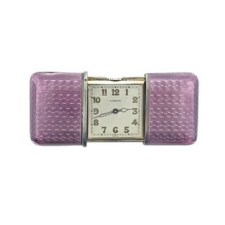 Vintage Movado Ermeto Silver Enamel Pocket Watch 