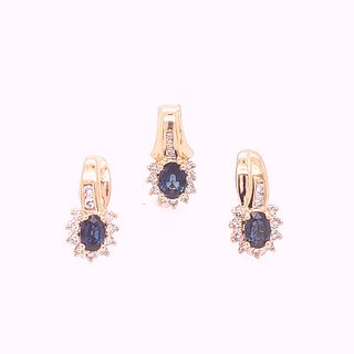 Sapphire & Diamond Earring and Pendant Set