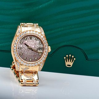 Extraordinary Gold and Diamond Scrolled Rolex Swimpruf Datejust Oyster Watch, Ladies
